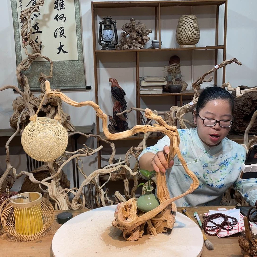 香杉木自*游杜鹃根根艺摆件