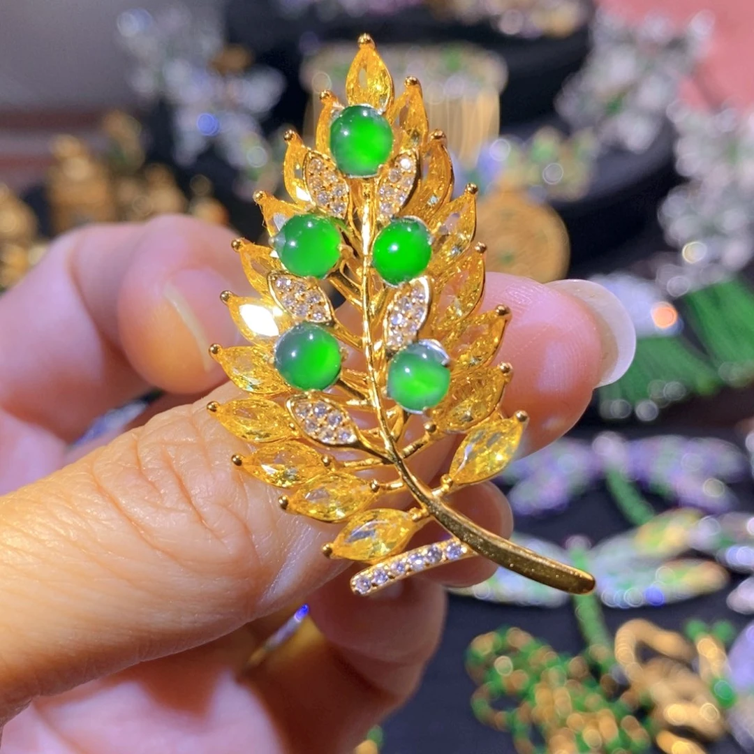 吊坠(不含链)银S925镶嵌翡翠