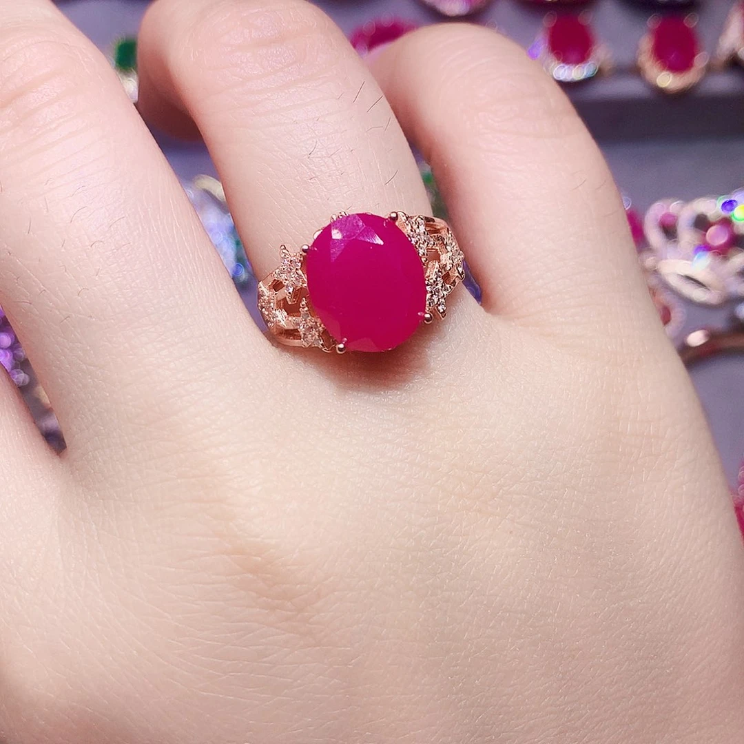 银S925镶嵌戒指红宝石