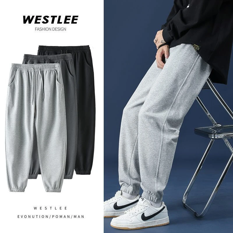 2025春季新款灰色卫裤潮男运动裤宽松束脚裤休闲裤学生裤潮流男裤