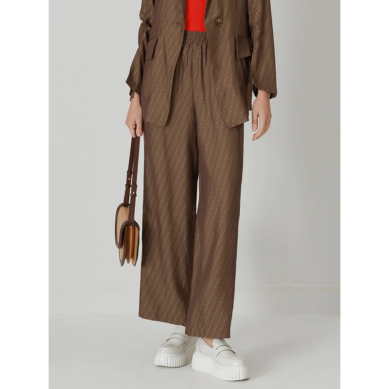 莱芙·艾迪儿针织高腰直筒休闲复古宽松条纹时尚阔腿裤1E1K78217