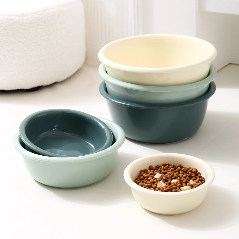创意纯色反口碗家用宠物碗陶瓷喝水碗猫碗狗碗大容量狗盆防打翻碗