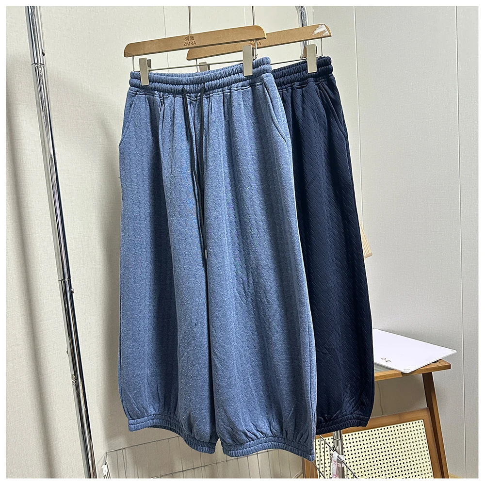2K002 春秋新款宽松松紧腰女士阔腿休闲九分裤