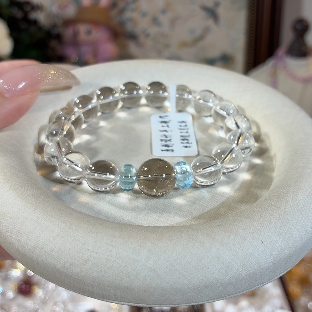 未镶嵌手链水晶双a净体白水金发晶设计款10+