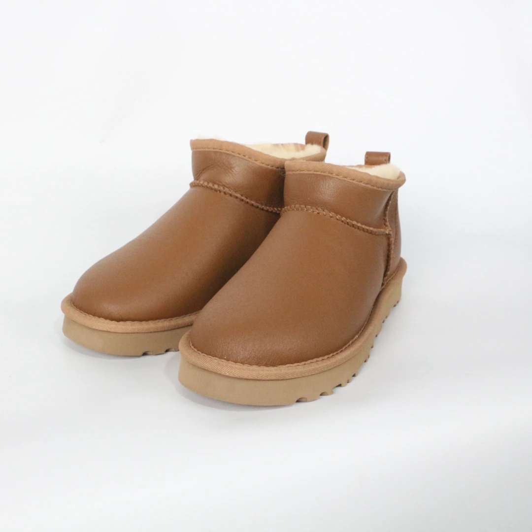 【基础短筒雪地靴-光面】男女同款秋冬舒适皮毛一体雪地靴