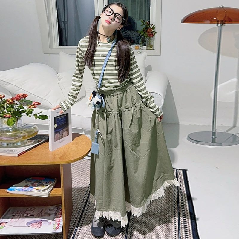 女童春季长袖儿童春秋套装裙2025新款女孩打底衫T恤半身裙两件套