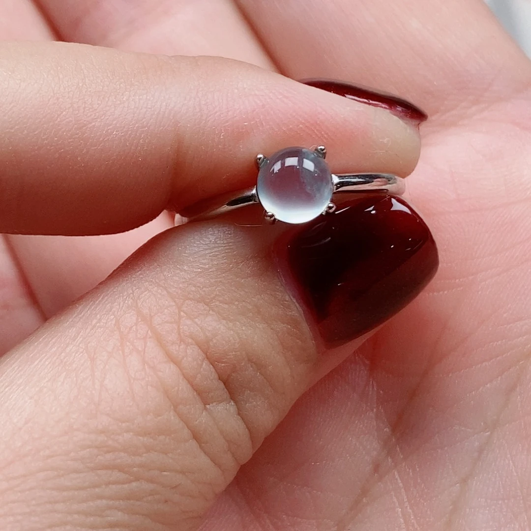 银S925镶嵌蛇纹石玉戒指