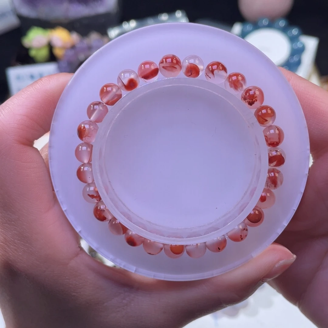 未镶嵌手链水晶锦鲤冰飘南红玛瑙6mm