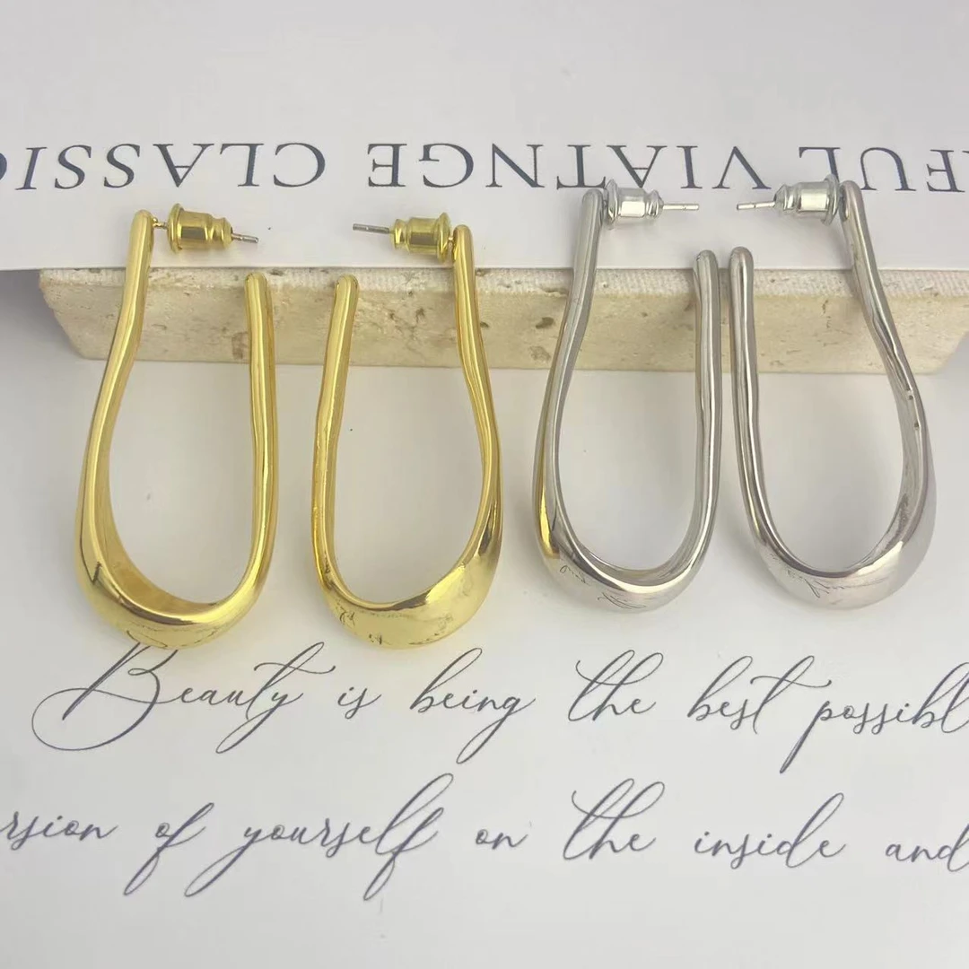 JOYDINNY/乔帝尼 铜合金耳饰 欧美时尚U型几何设计感耳饰C045