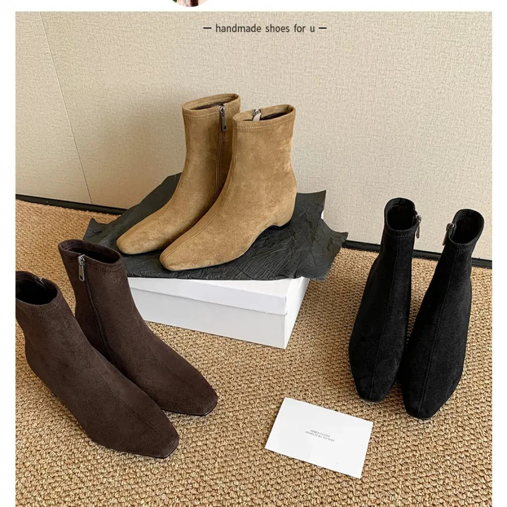 2025新款法式复古百搭瘦瘦靴极简精致气质韩系女靴 5CM/话梅