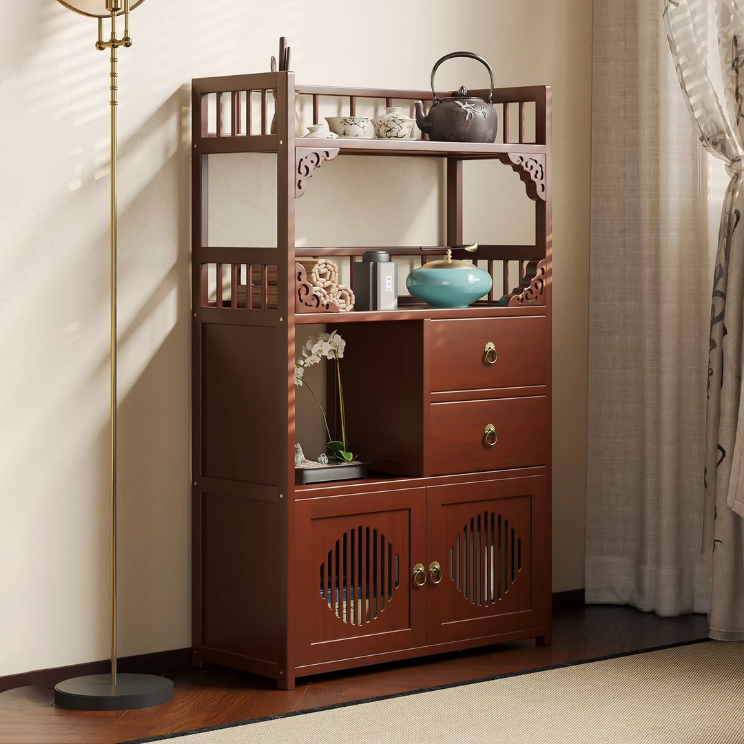 办公室茶水柜置物架茶叶茶壶茶具摆放架茶室储物柜茶桌边柜2025款