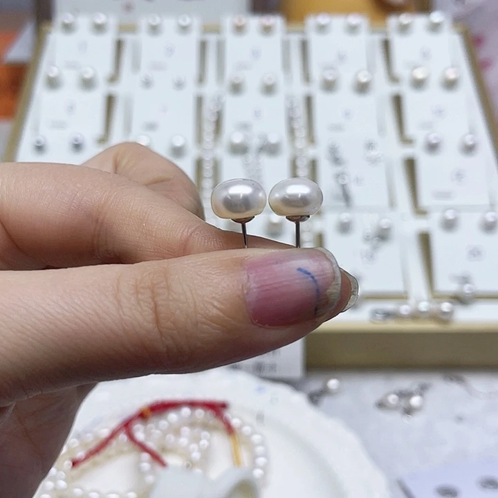 淡水珍珠耳饰银S925镶嵌希***子