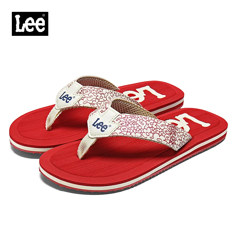 Lee人字拖男夏季防滑夹脚红色拖鞋男外穿潮高端轻便软底沙滩凉鞋