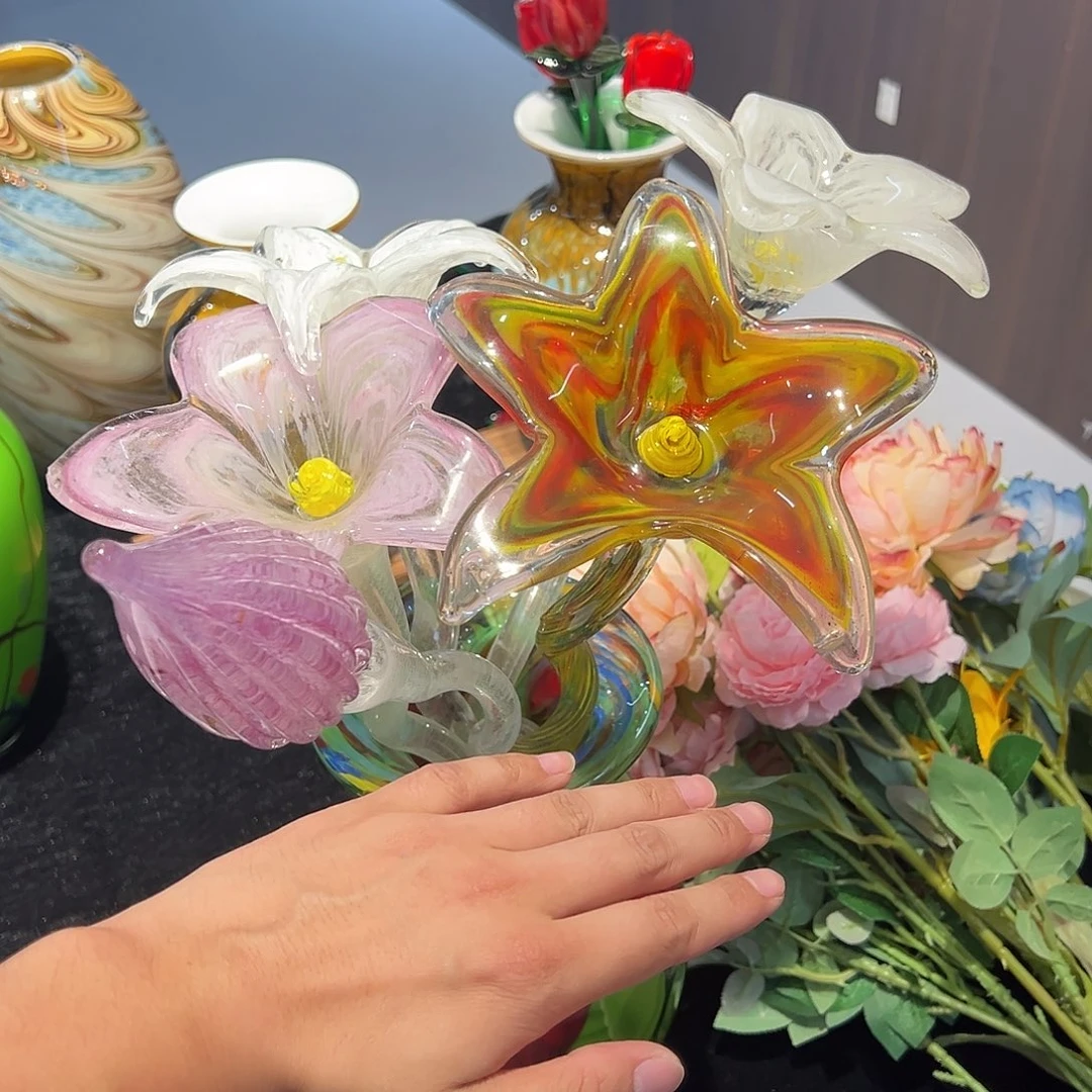 展***飞琉璃手工艺品微瑕五个花磨好发货