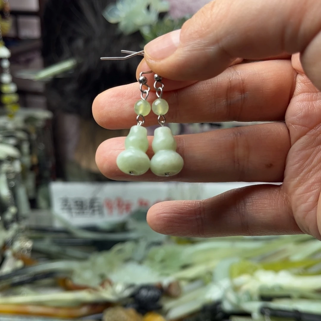 岫玉未镶嵌发饰岫玉耳坠