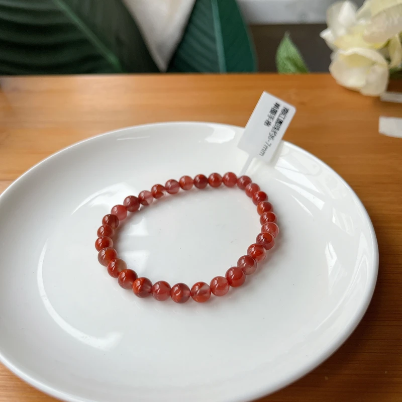 【郭老师】约6-7mm瓦西料满色半肉南红圆珠单圈手串