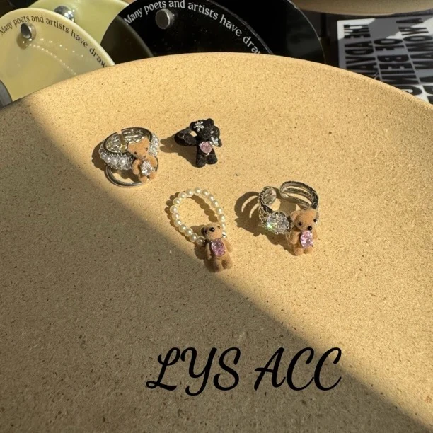 铜合金树脂戒指 铜合金戒指小熊戒指