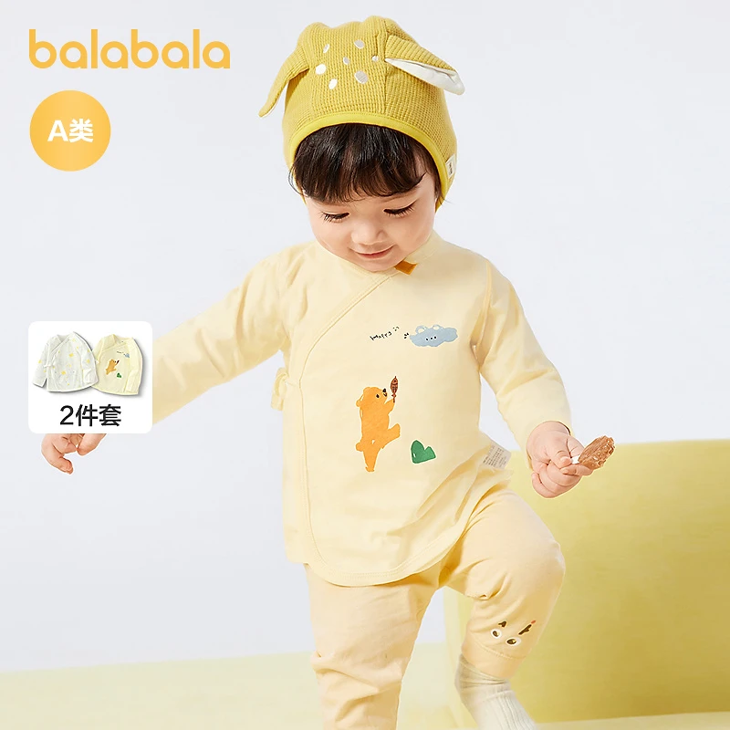 巴拉巴拉宝宝内着上衣新生婴儿长袖t恤男女童打底衫半背衣两件装