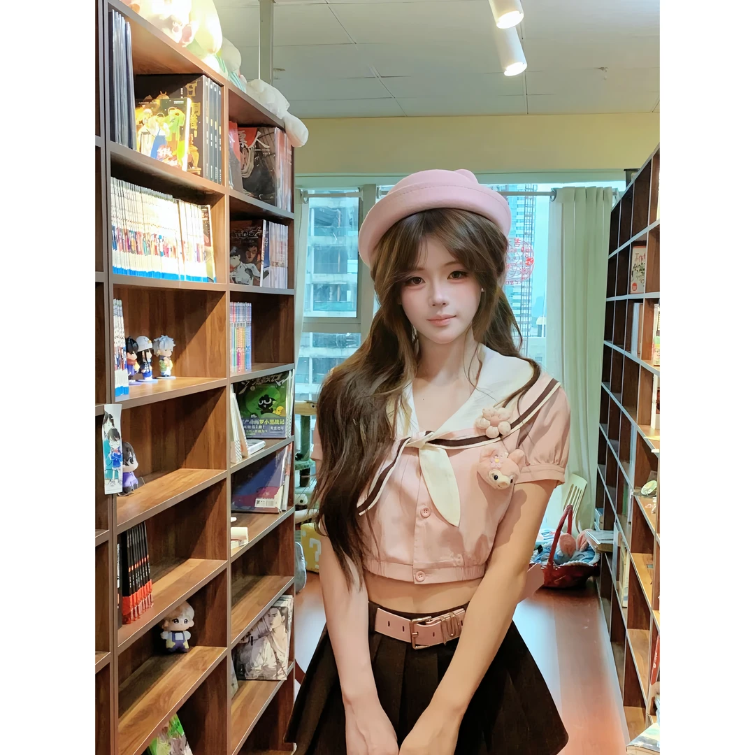 莉莉学院 夏季新款纯欲日系学院风设计甜美约会小众设计上衣短裙