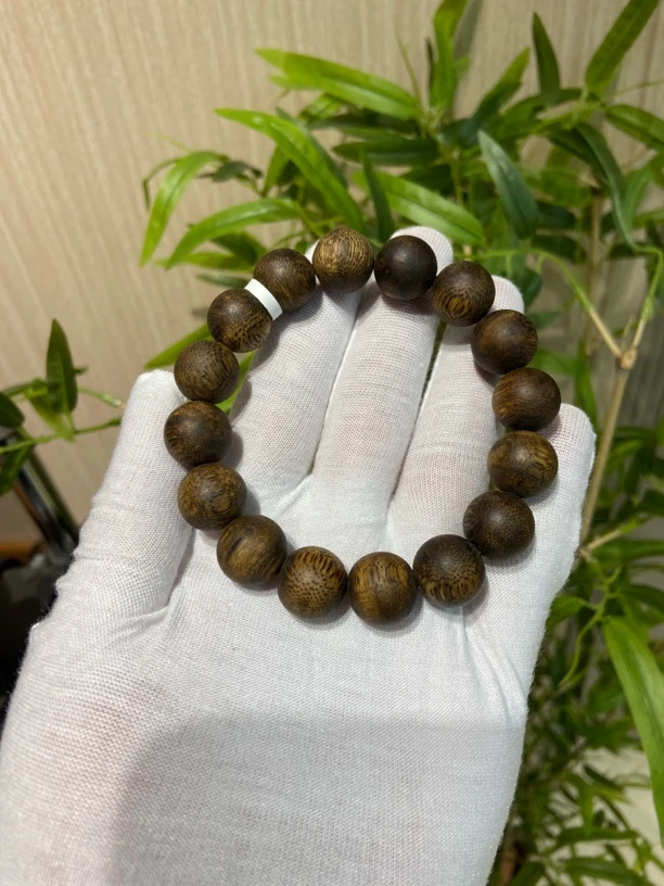 沉香绿棋楠沉香14mm圆珠单圈沉水浮级【19g+】