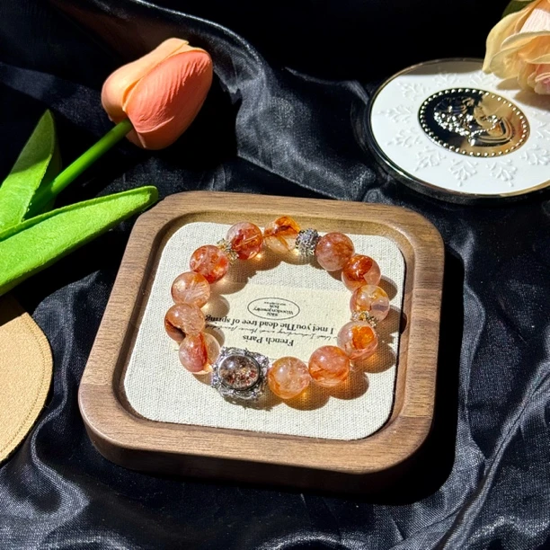 原创小众设计天然红胶花水晶幽灵魔盒手链手串 多样性发-Z126