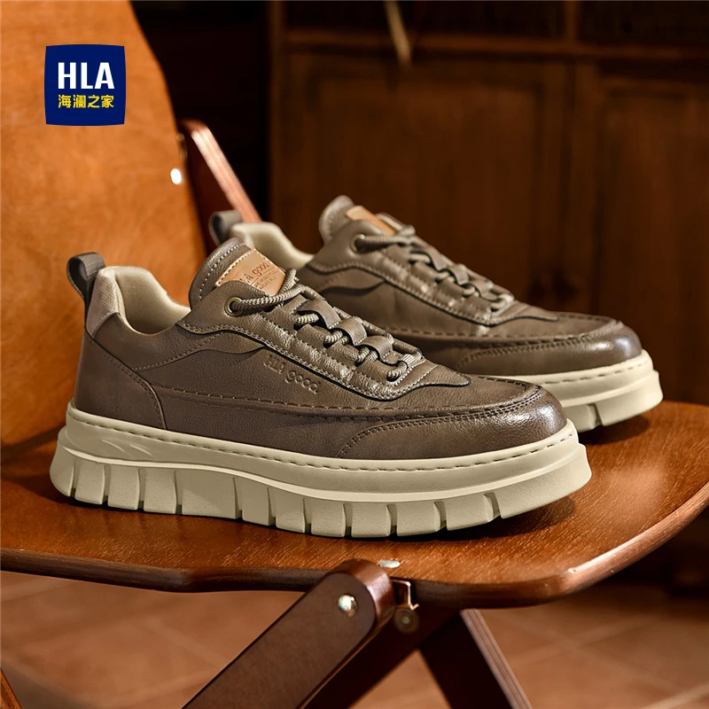 HLA/海澜之家男鞋新款春秋复古休闲户外低帮工装鞋耐磨百搭厚底男