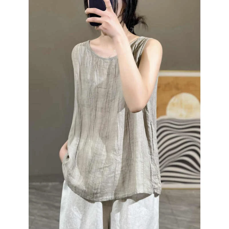 棉麻吊带背心女内搭夏季薄款妈妈夏装胖mm显瘦遮肚子无袖上衣