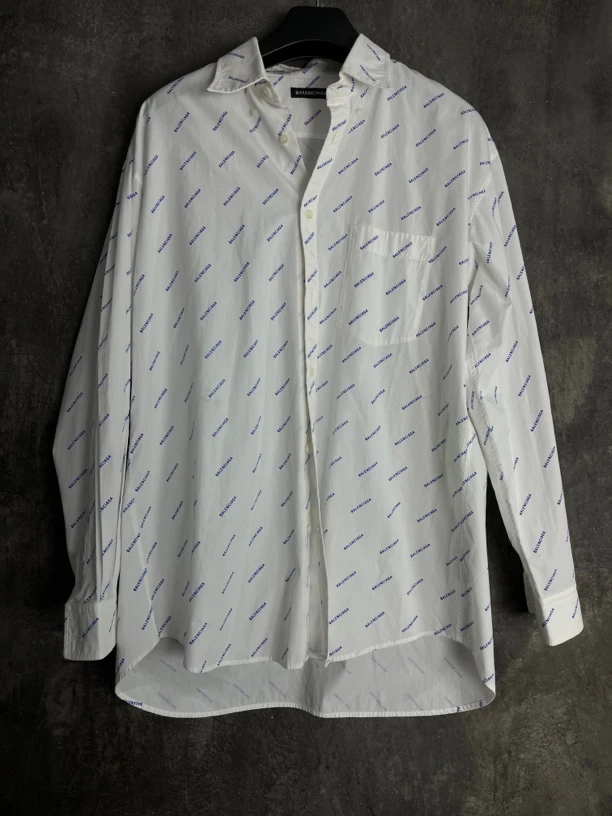 全新未使用 Balenciaga/巴黎世家 39码*1/白色经典满印衬衣/01760