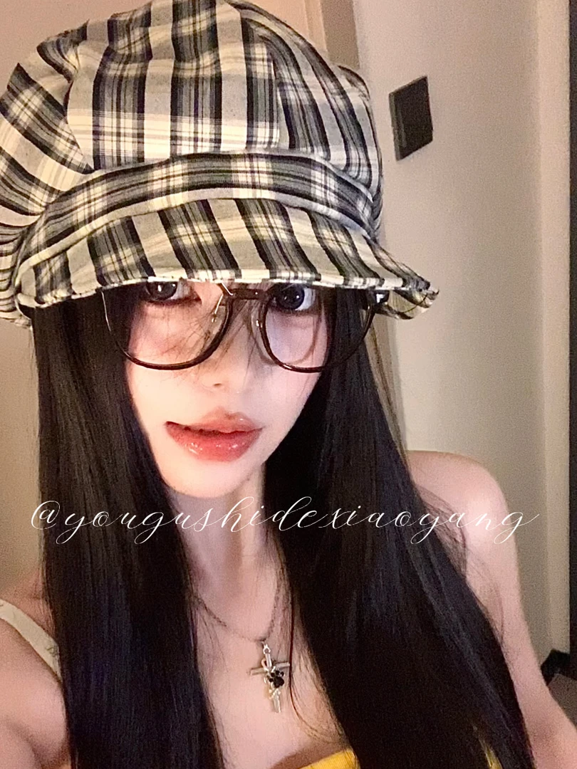 神仙格纹！复古韩系八角贝雷帽女夏显脸小画家帽子女八角可翻檐