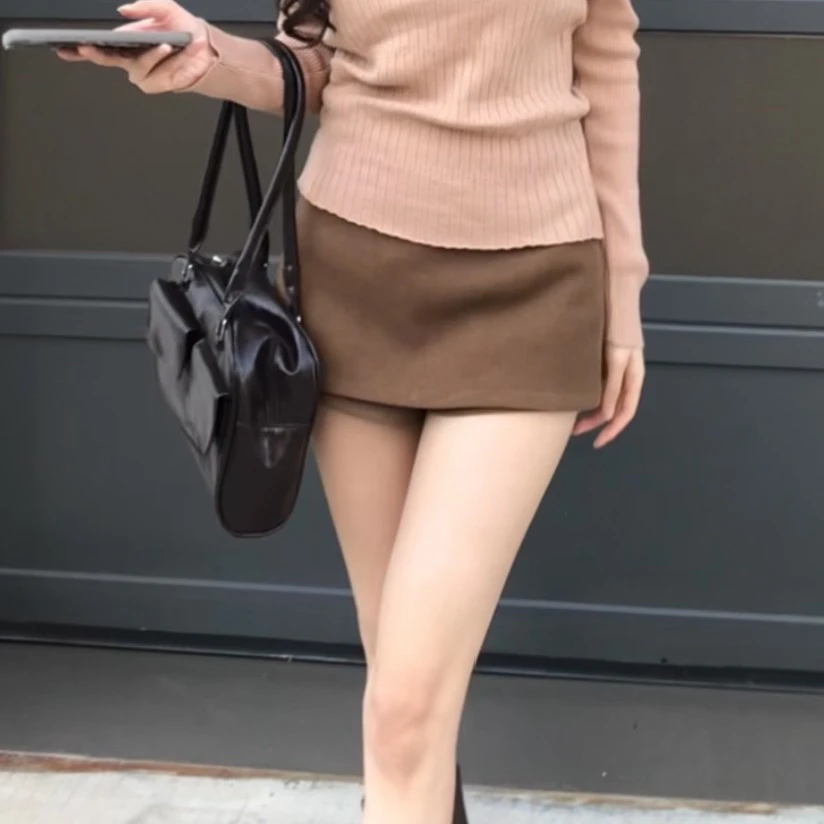 是个裙裤哦！2025新款毛呢裤裙a字半身裙冬天短裙显瘦百搭半裙