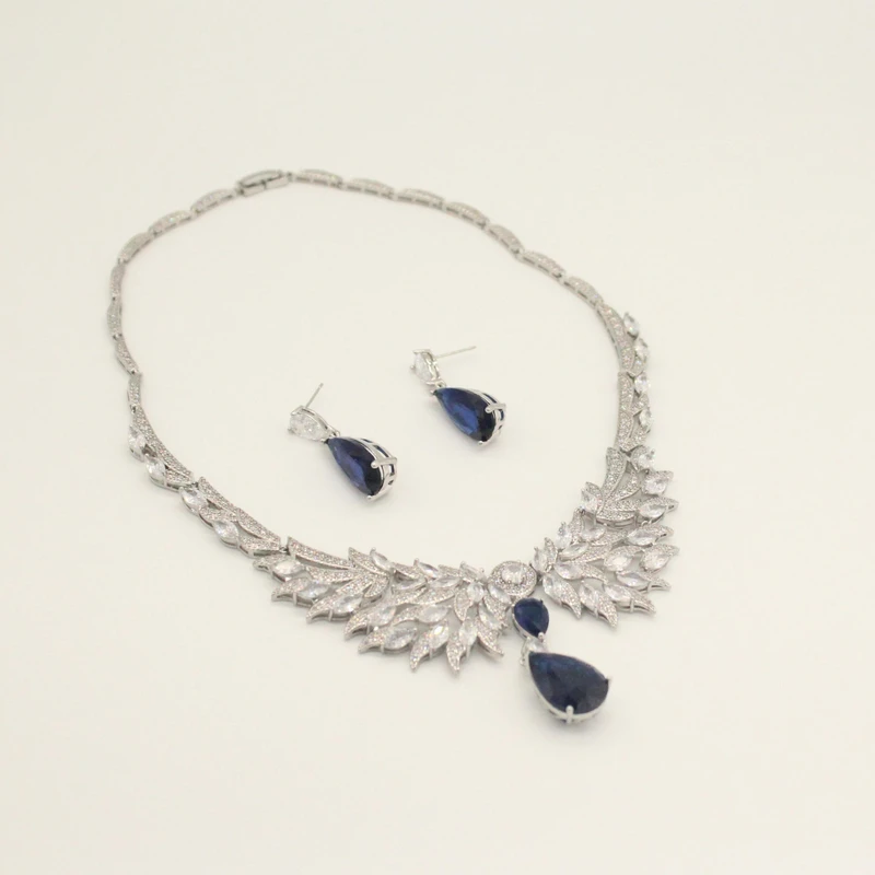 N829 蓝色天使之翼项链套装