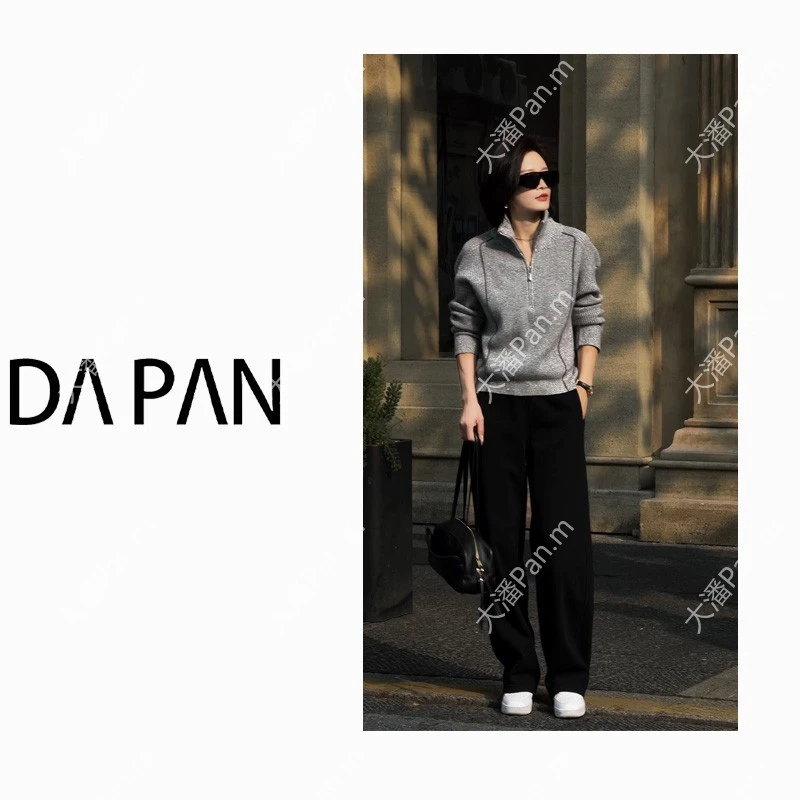 DAPAN【加绒小个子款】加绒醋酸绵羊毛混纺抽绳休闲裤95421204