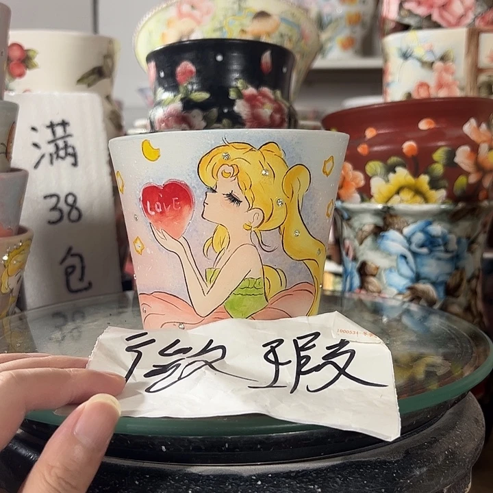 景德镇手绘花盆满38包邮偏远地区除外