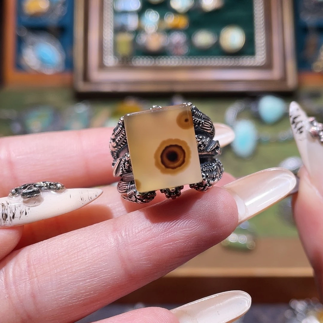 玛瑙/玉髓银S925镶嵌戒指戒指