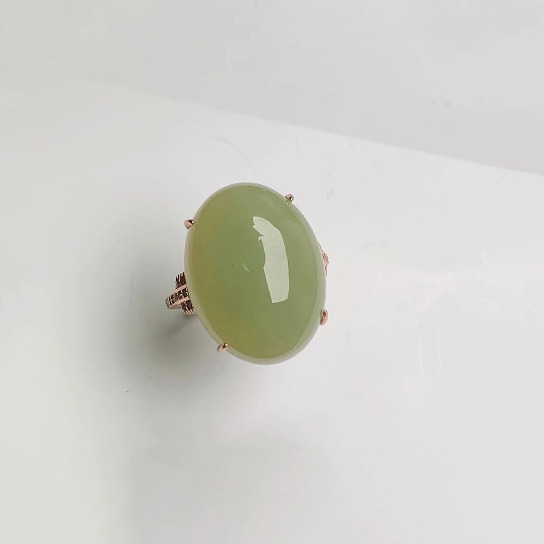 HW【麦子家族618大促】天然和田玉S925银戒指可调节时尚F0310