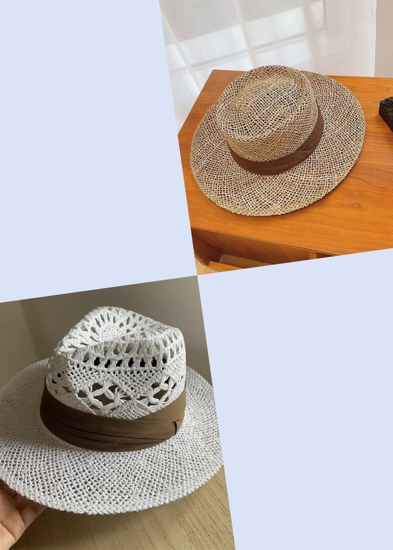 老吴的衣橱 | 帽子女春夏平沿法式绑带百搭时尚咸草编织沙滩MZ82