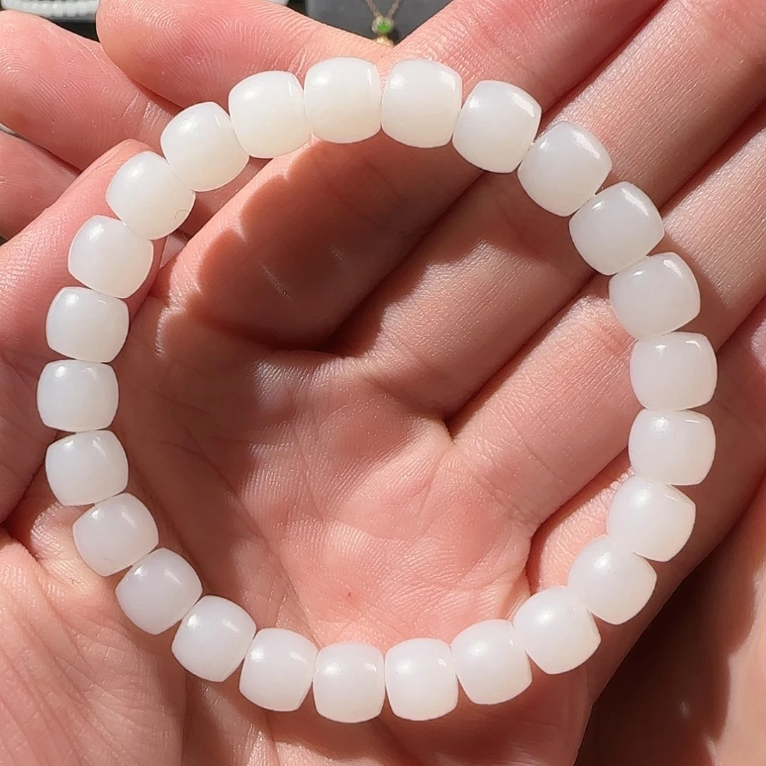 和田玉（白玉）未镶嵌手串卡8.4