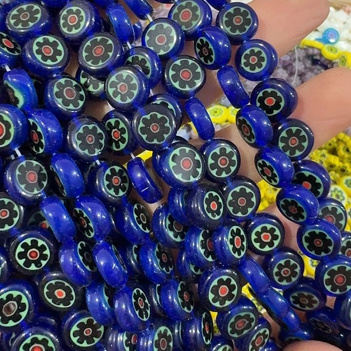 玛瑙/玉髓合金珠宝半成品2条复古蓝圆片