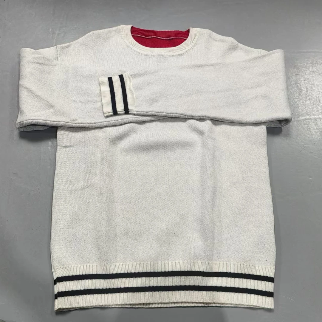 【南油玲姐】米白色拼色毛针织衫MY906