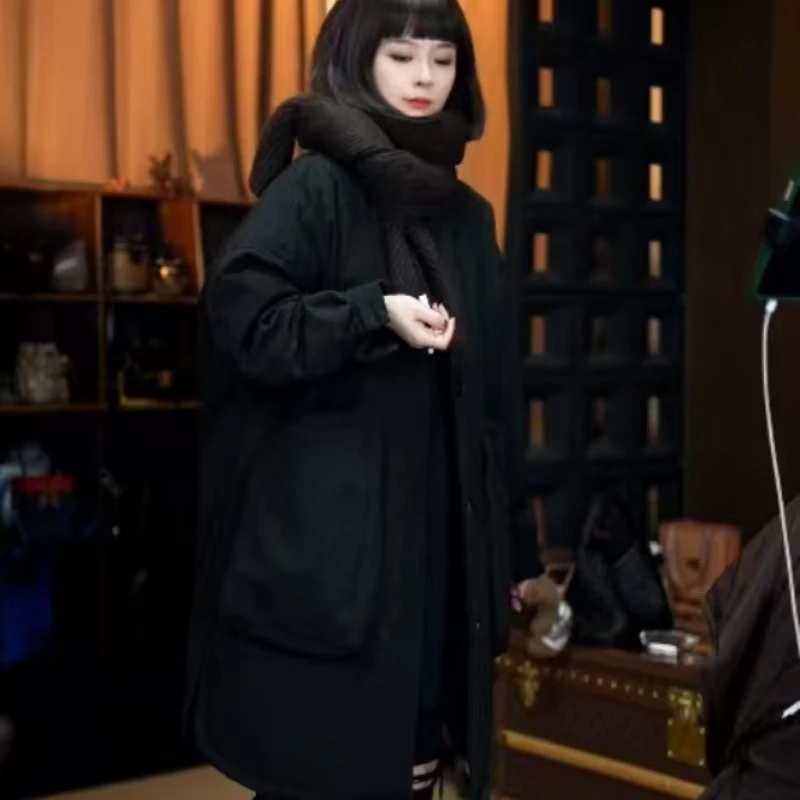 【思恩】2025冬季新款休闲简约大口袋棉服外套女385-1