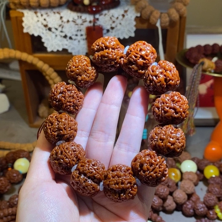 金刚菩提手串225玉华树王满肉白隔片