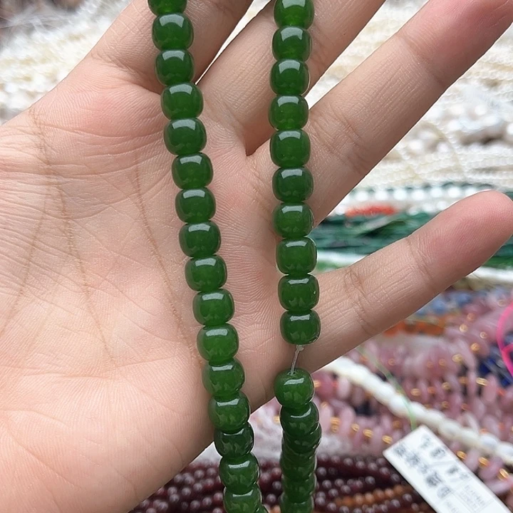 未镶嵌玛瑙/玉髓珠宝半成品一条8mm左右碧玉老型珠