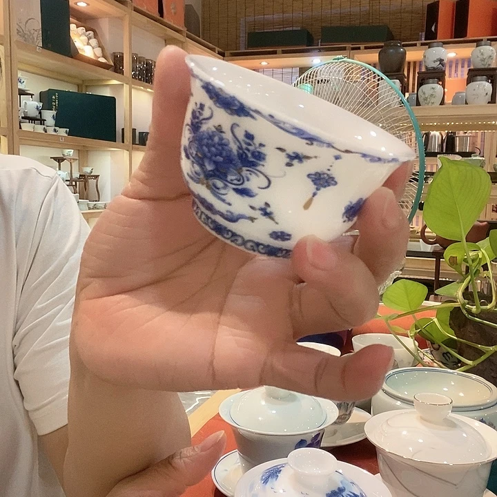 青花瓷器主人杯茶杯