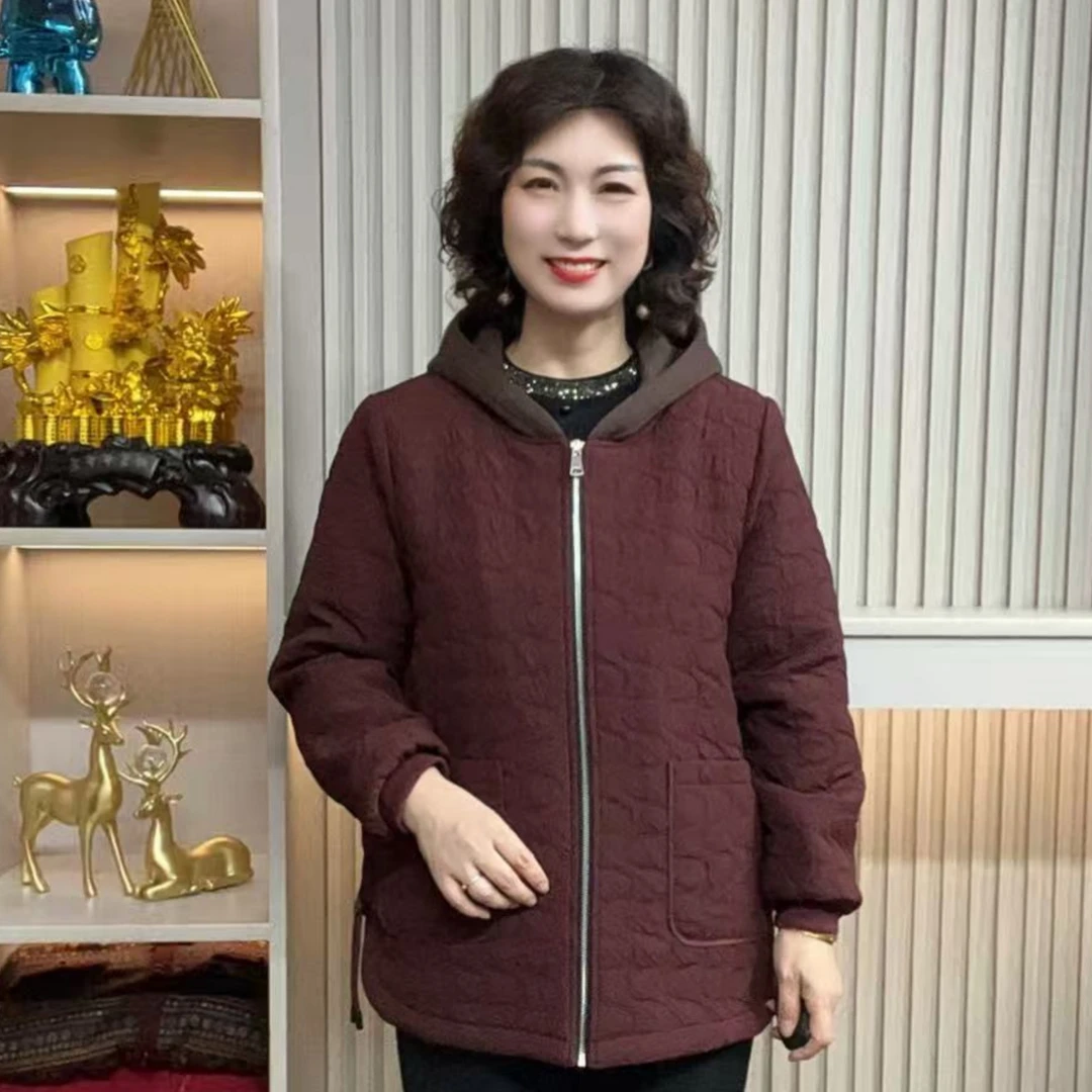 妈妈装流光欧若拉流行时尚潮牌女装宽松冬装外套棉服棉衣百搭长袖