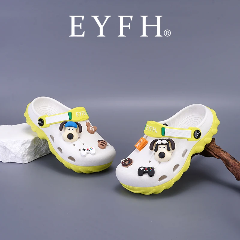 EYFH儿童洞洞鞋女孩休闲时尚多巴胺色系防滑软底男童户外溯溪凉鞋