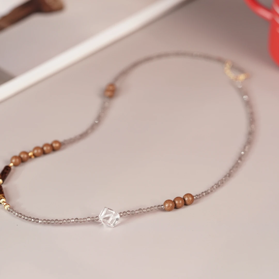 【珊木居】HXZ1551JY TO-P系列 安宫牛黄丸0.6圆珠+0.2茶晶项链