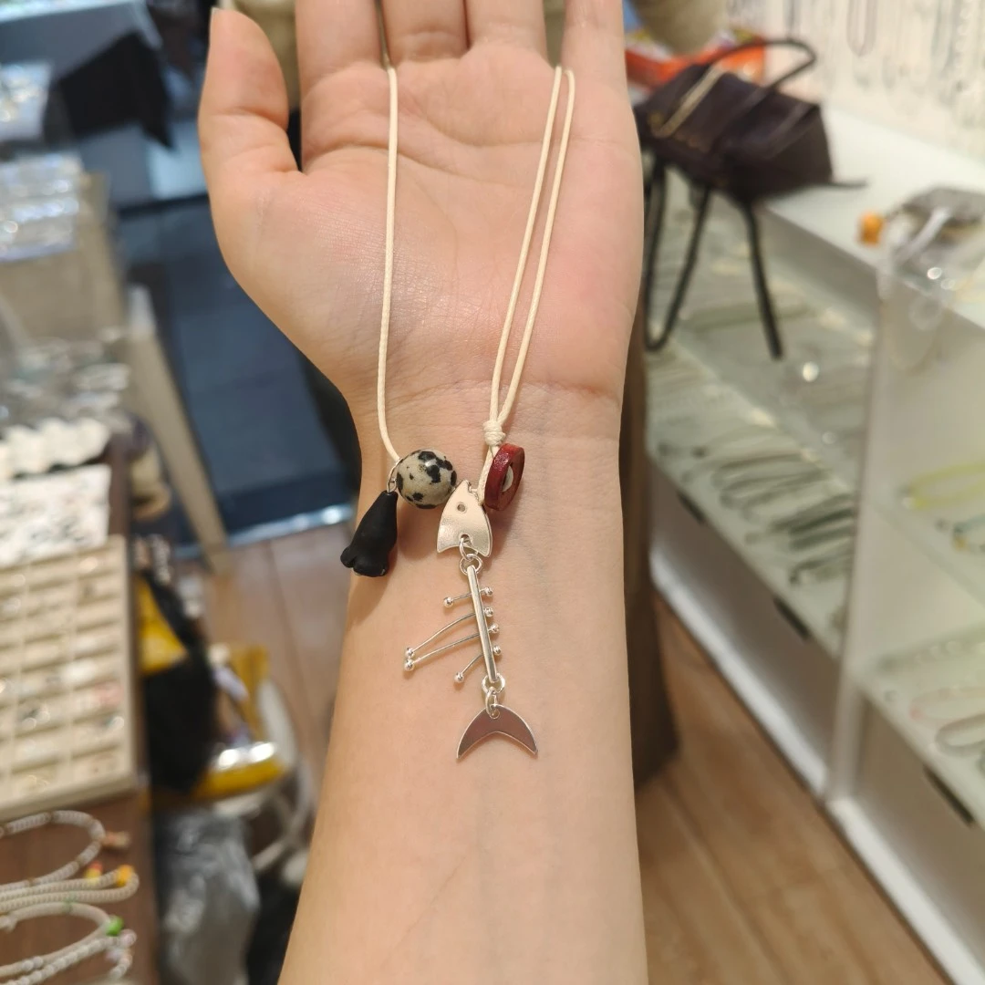 非金属布艺项链 鱼骨头项链毛衣链