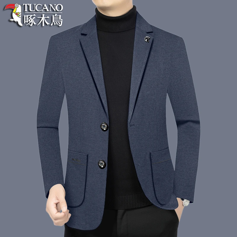 【弹力面料】啄木鸟西服外套男装纯色休闲男装小西装春秋季上衣商务