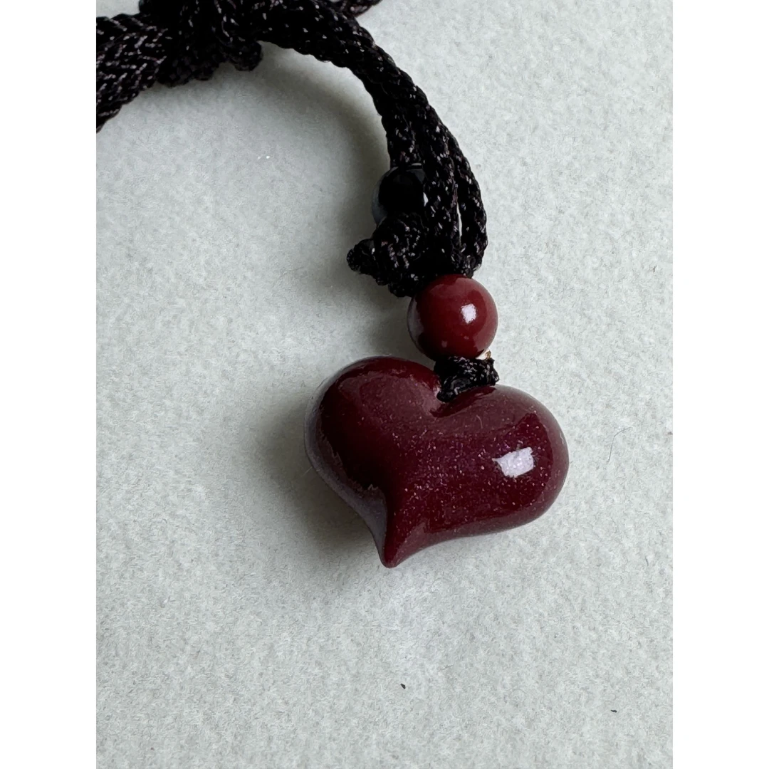 含辰砂工艺品NX558-朱砂紫金砂爱心吊坠