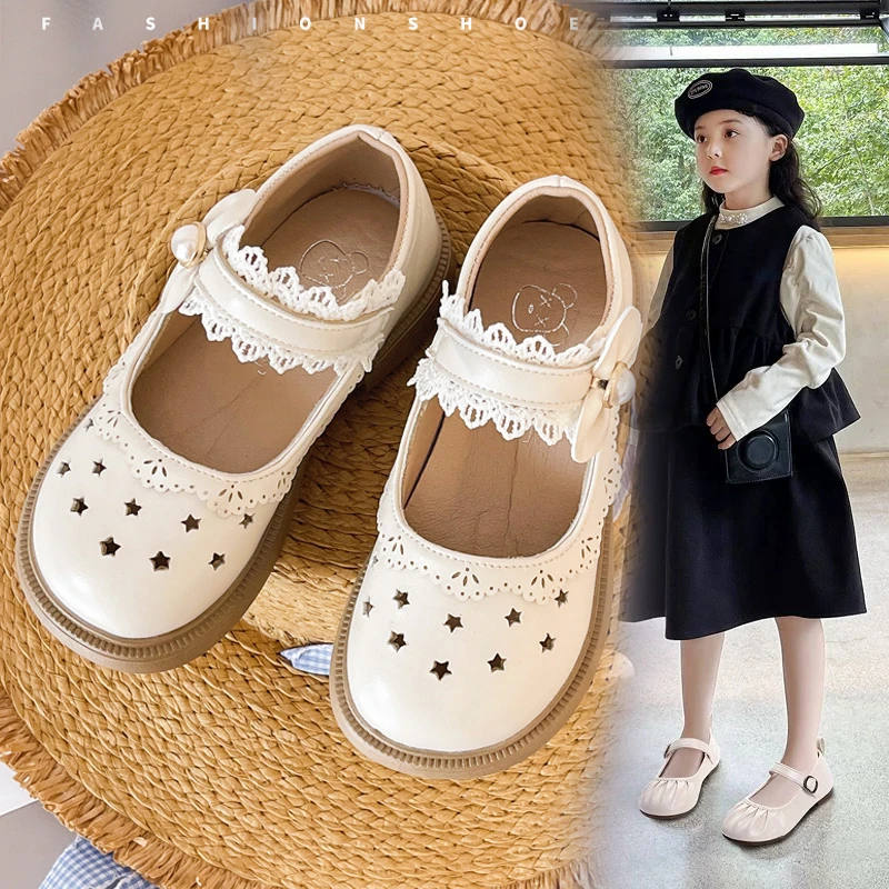 女童鞋儿童小皮鞋2025春秋新款宝宝春季单鞋小女孩镂空洋气公主鞋